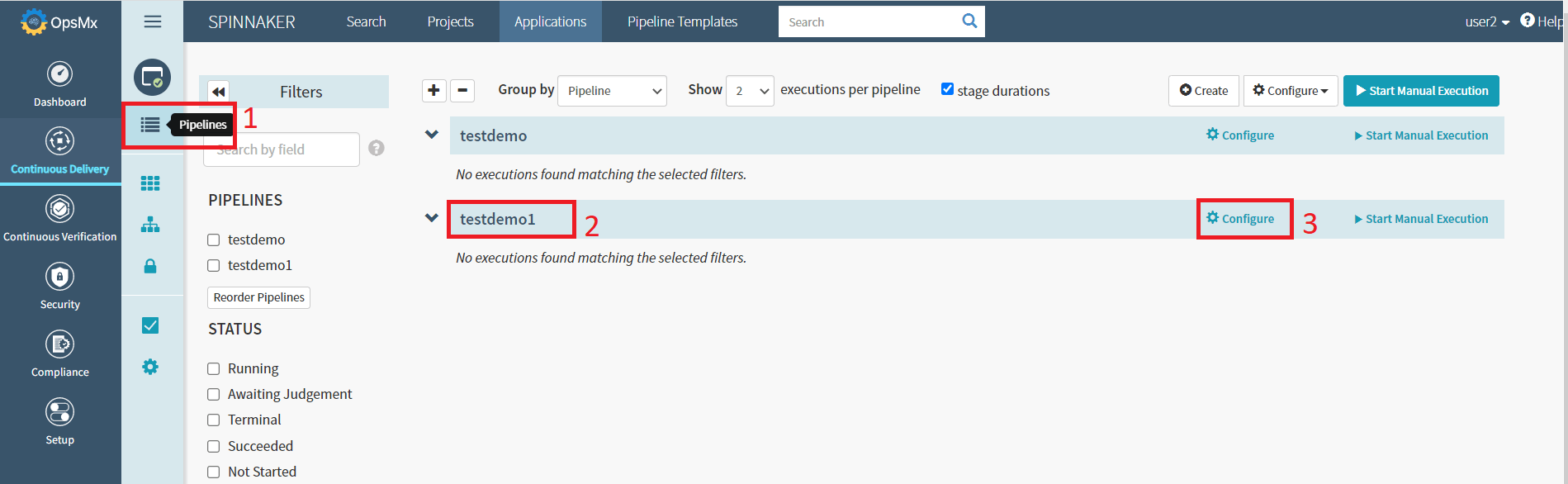 View and Restore Pipeline - OpsMx